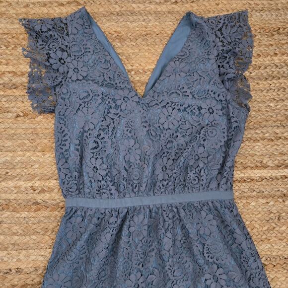 Madewell Dresses Madewell Blue Lace Flutter Sleeve Dress Size 4 Cocktail Wedding - Picture 2 of 5